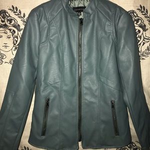 Seafoam Green Leather Moto Jacket
